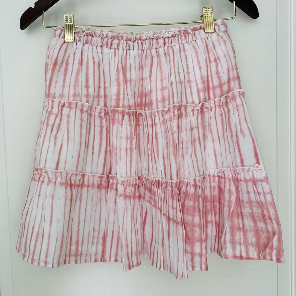 Gap Kids Tiered Mini Skirt rose pink & off-white size 12  NWT